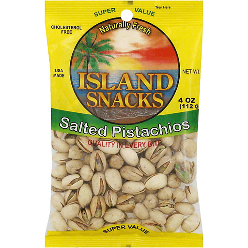 ISLAND SNACKS SALTED PISTACHIOS 40Z