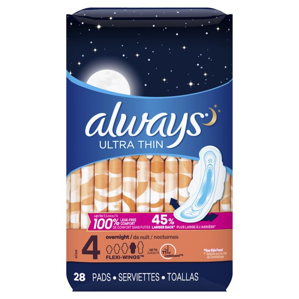 ALWAYS OVERNIGHT ULTRA THIN WITH WINGS 28 COUNT