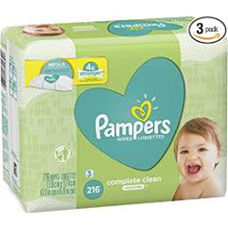 PAMPERS WIPES UNSCENTED COMPLETE CLEAN 216 COUNT