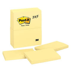 POST IT 3 x 5 STICK NOTE PAD YELLOW