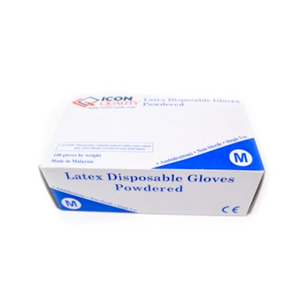 QUALITY LATEX POWDERED GLOVES MED. 100 PACK
