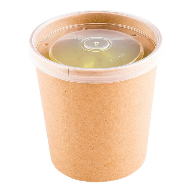 16OZ PAPER SOUP CUP & PLASTIC LID QUALITY 25 COUNT
