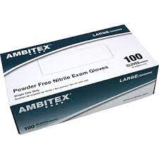 AMBITEX NITRILE POWDERFREE GLOVES MED. 100 PACK