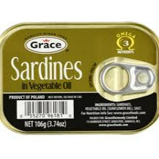 GRACE SARDINES IN VEGETABLE  OIL 106G
