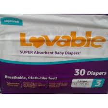 LOVABLE BABY DIAPERS (LARGE) 30 PACK