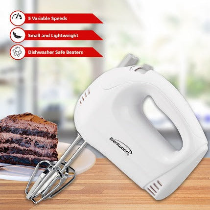 BRENTWOOD HAND MIXER WHITE 5 SPEED